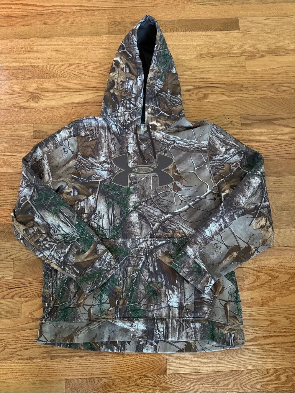 Under Armour Hoodie Mens XL Brown Camo Real Tree Hunting Outdoor Pullover Loose